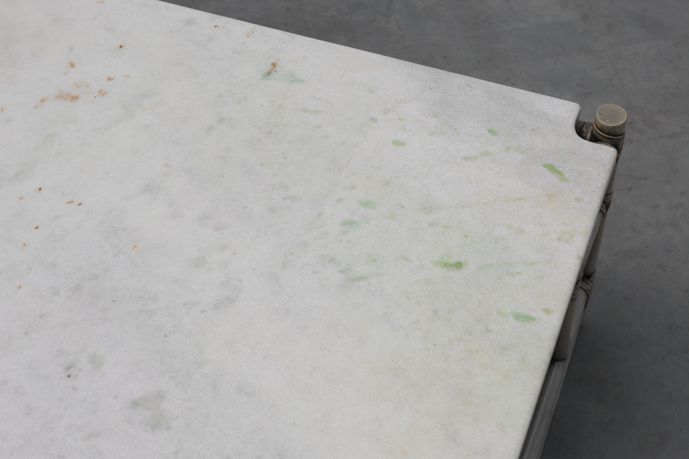 Large Wicker “Attila” Series Coffee Table with marble top by Gasparucci Italythumbnail